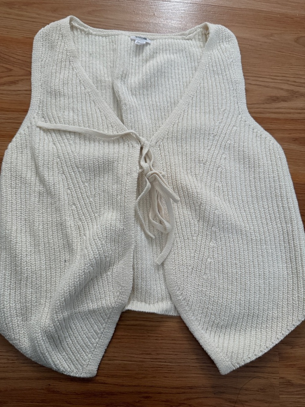 Garage Cream Knit Tie-Front Tank Vest